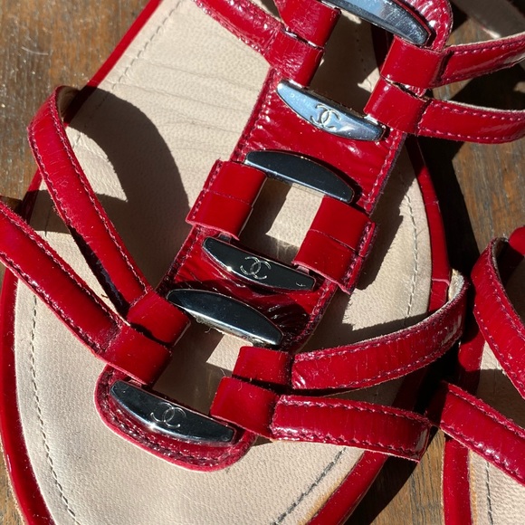 Chanel Red  Patent Sandal - Picture 2 of 3